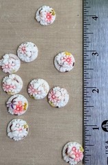 10 Antique Floral Milk Glass Cabochons Pink White Flower Jewelry Making NOS Lot