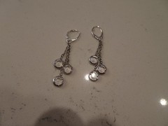 Vintage Swarovski Clear Pierced Silver Plated Dangle Earrings