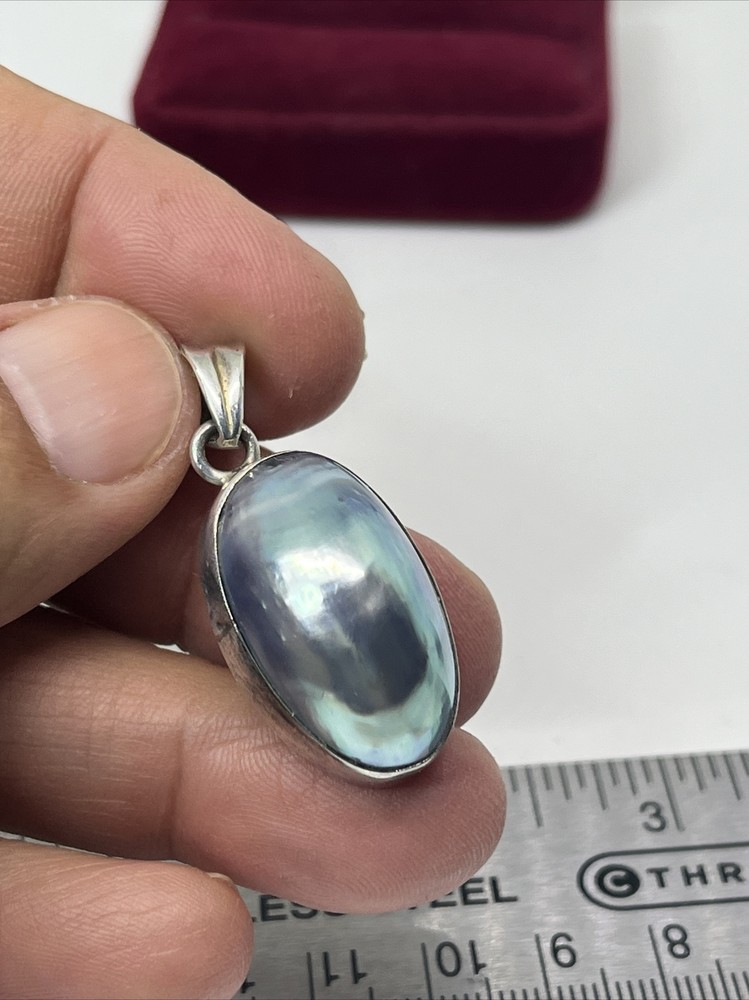 Vintage Natural Shell Sterling Silver Pendant