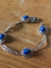 Vintage 14k white Gold-Filled Sentiment bracelet with simulated star sapphires