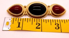 Vtg Agatha Paris Gold Tone Brooch Black And Reddish-brown Cabachons 3.5 Inches