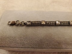 Vintage 925 sterling marcasite bracelet With Cz. Really Nice Piece. 7 1/4″ Long