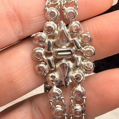 Vintage Rhinestone Tennis Bracelet Open Bezel Pale Blue 6.5” READ