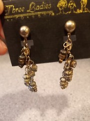 Lot Of 5 Vintage Three Ladies by Roxsann, Gold Tone Clip On And Pierced Earrings