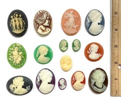 15 Vintage Resin Cameos (West German, Hong Kong, Japan) DIY Jewelry Crafting C82