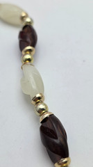 Vintage Faux Amber Milky Lucite Twisted Bead Necklace Gold Tone 30 In