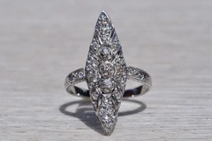 Antique Art Nouveau Style LabCreated Diamond Art Deco Engagement 14K GoldFN Ring