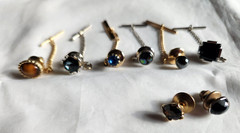 Lot of 8 Vintage Men’s Tie Tacks w/Chains, Gold & Silver Toned Stylish ￼