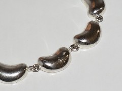 Vintage Sterling Silver FAS Bean Link Bracelet 13 grams 7.5 inches