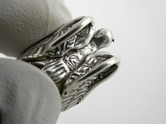 Vintage Unmarked Sterling Silver Angel Holding Opal in Resin Pendant 6.5g .75 In