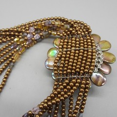 Joan Rivers Starlet Necklace Beaded Browns Flower Dangles Bold Statement