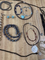 Sterling Silver Vintage Modern Mix Bead Plastic Stone Necklaces Bracelet Lot