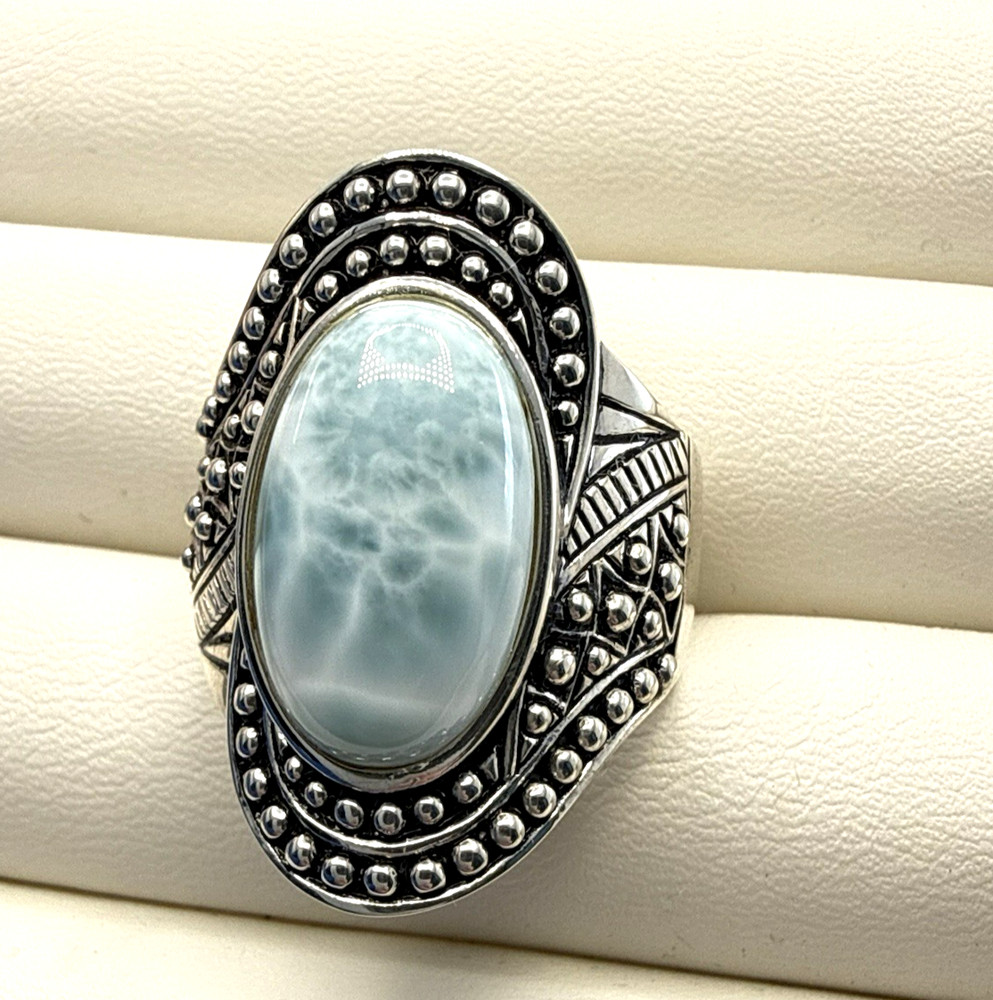JTV Larimar Ring Sterling Silver Blue Caviar 925 Pectolite Size 10 BBJ Box