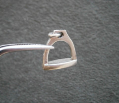 Stirrup Iron Horse Riding Vintage Sterling Silver Bracelet Charm Pendant 1.5g