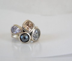 Silpada Sterling Silver CZ Hematite Quartz Wine Flight Ring Size 5