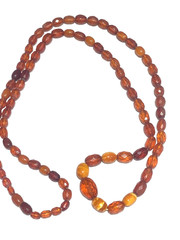 🔥Antique Vintage Genuine Amber Necklace Beads On String Butterscotch Egg Yolk36