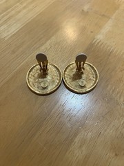 Gold Oval Disc Creased Plate Dome Clip-On Earrings