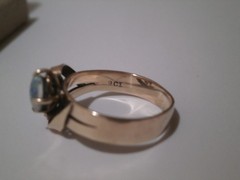 Vintage 9kt Yellow Gold Double Opal Doublette? Great Fire Stones Size 9.5