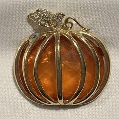 Napier Brooch Pin Halloween Orange Fall Pumpkin Autumn Clasp Jewelry Accessory