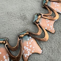Vintage Matisse Renoir Copper Enamel Necklace Unsigned 16”