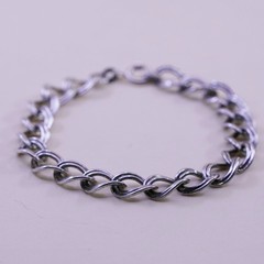 6.5”, 9mm, Vintage sterling silver double curb bracelet, 925 chain