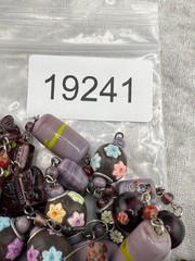 Vintage Beaded Glass Necklace Earrings Set Clay Beads LONG 54”