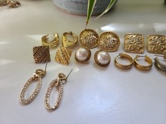 Gold Tone Vintage Stud Earring Earrings Lot Bundle