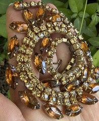 Vintage Two tone Brown Rhinestone Necklace Jewelry