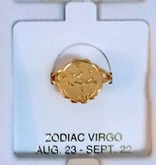 Vintage Virgo The 8/23-9/22 Zodiac Ring Adj. Sz 5-6.5 1980’s New NOS
