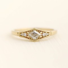 Vintage Art Deco Minimalist & Lab Created Diamond In 925 Sterling Silver Ring