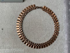 Vintage Solid Copper Art Deco Choker Cleopatra Bib Necklace 15” Heavy Ultra Chic