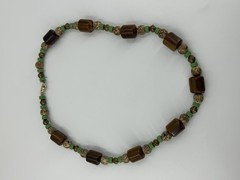 Earthy Necklace Natural Stone Acrylic Beads Brown Green Choker 22 Inch