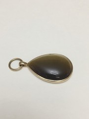Tiger Eye Stone Pendant With Gold Tone