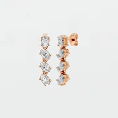 Oval Lab Grown Diamond Prong Setting Drop Dangle Bridal Wedding Earrings