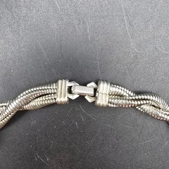 Silver Tone Twisted Chain Collar Necklace Vintage Costume Jewelry