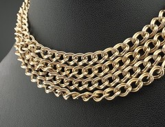Vintage 12k Gold Filled Star Art 54″ Guard Muff Chain Statement Necklace 55 gram