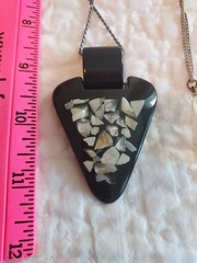 Lot Of 3 Vintage Necklaces Lucite Mica inside Bakelite? Pearl Metal paint mosiac