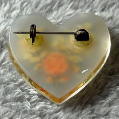 Vintage Unbranded Lucite Pin Brooch Floral Roses Yellow Orange