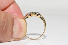 Art Deco Style 2Ct Lab Created Diamond & Emerald Engagement 14K Gold Finish Ring