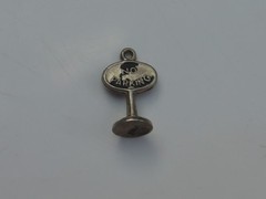 Vintage Sterling Silver Charm Pendant 3D Antique No Parking Sign Cast Iron Base