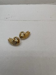 Vintage Gold Tone Swan Post Earrings Romantic Bird Costume Jewelry Pierced Earri
