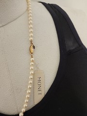 Vintage Monet Faux Pearl Knotted Necklace 24″ Nwt