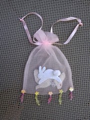 Beautiful Huge Rhinestone Bunny Brooch with Beaded Decorative Bag Vintage