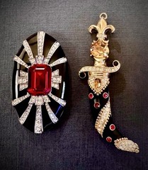 Vintage Ciner Mogul Sword Dagger Sheath 3 Pin Set, Unworn, Signed, Enamel, A+