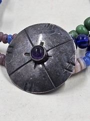 Vintage Mixed Trade Bead Bracelet Cobalt Glass Amethyst Millefiori Heishi Multi