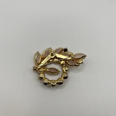 Vintage Pink Frosted Glass Rhinestone Brooch Pin Possible Unsigned D&E Juliana