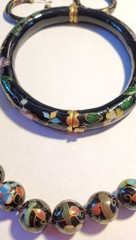 Vintage Asian Cloisonne Collection, 21 in. Necklace, Hinged Bracelet & Earrings
