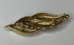 Vintage Estate Gold Pearl Swirl & Rhinestone Brooch Pin Statement