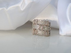 Sterling Silver 925 Large Baguette Gemstone Chunky Statement Band Ring Size 6