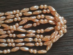 Multi-strand Necklace Made of Artificial Pearls Vintage Soviet Jewelry USSR